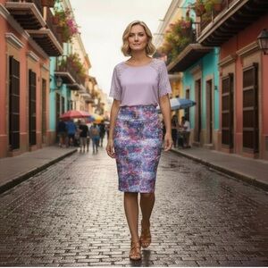 • New • LulaRoe Cassie Floral Watercolor Print Women's Skirt Pink Purple 3XL HP